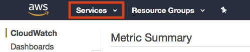 Select the CloudWatch Service
